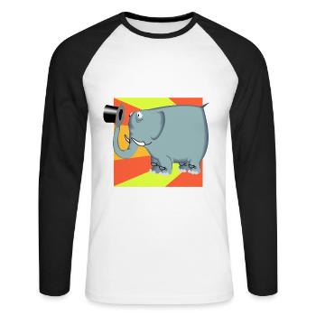 elephant elephant circus cylinder hat children - Unisex Long Sleeve Baseball T-Shirt - white/black - Front - Nik (191cm)