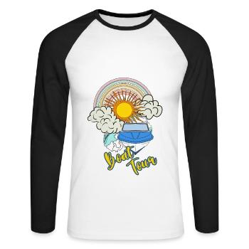 Excursion en bateau - Bateau à moteur Bateau Rainbow - T-shirt baseball manches longues Homme - blanc/noir - Devant - Nik (191cm)