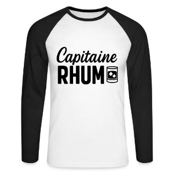 Capitaine des Mers – Style Pirate Vintage - T-shirt baseball manches longues Homme - blanc/noir - Devant - Nik (191cm)