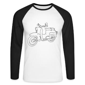 Scooter Simson Schwalbe - T-shirt baseball manches longues Homme - blanc/noir - Devant - Nik (191cm)