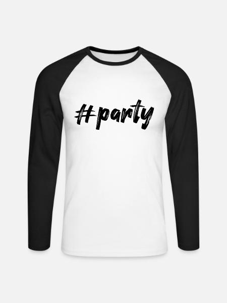 #party, noir - T-shirt baseball manches longues Homme - blanc/noir