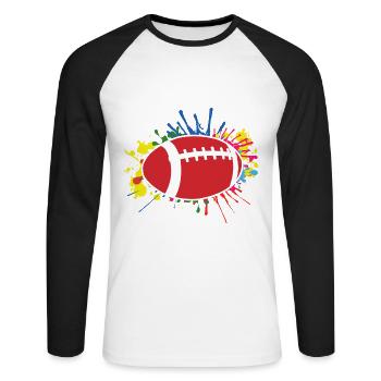 Rugby Papa Comme Un Papa Normal Juste Beaucoup de cool - T-shirt baseball manches longues Homme - blanc/noir - Devant - Nik (191cm)