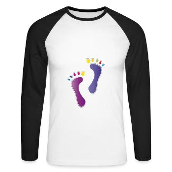 Füße Fußpur Logo Fußpflege Wellness - Unisex Baseballshirt langarm - Weiß/Schwarz - Vorne - Nik (191cm)
