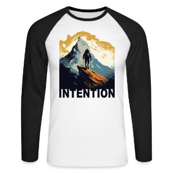 Mountain Intention - Unisex Baseballshirt langarm - Weiß/Schwarz - Vorne - Nik (191cm)