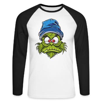 Gnom - Unisex Baseballshirt langarm - Weiß/Schwarz - Vorne - Nik (191cm)