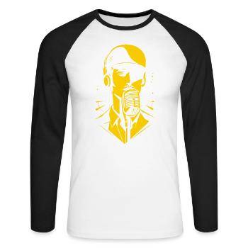 Vocals Sänger - Unisex Baseballshirt langarm - Weiß/Schwarz - Vorne - Nik (191cm)