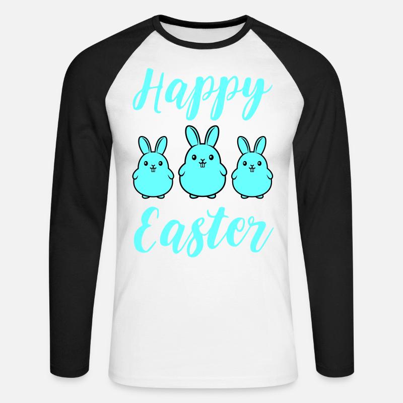 Frohe Ostern Hasen - Unisex Baseballshirt langarm - Weiß/Schwarz