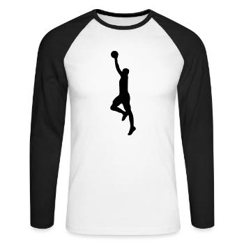 basket_g1 - Unisex Long Sleeve Baseball T-Shirt - white/black - Front - Nik (191cm)