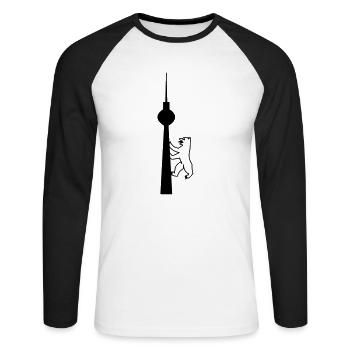 BERLINER FERNSEHTURM - Berlin Souvenirs - Unisex Baseballshirt langarm - Weiß/Schwarz - Vorne - Nik (191cm)