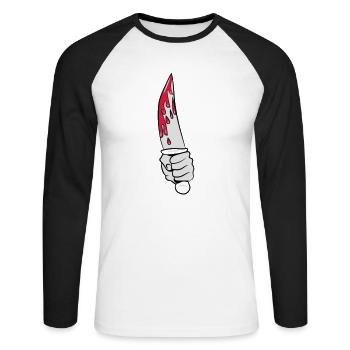 Couteau d'horreur fraîche - T-shirt baseball manches longues Homme - blanc/noir - Devant - Nik (191cm)