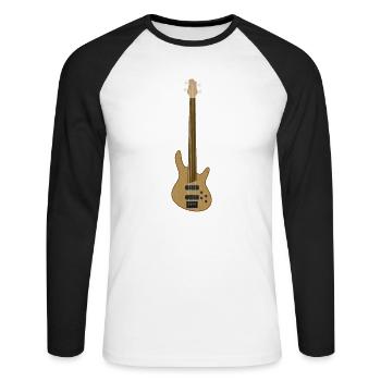 Fretless Bass Guitar - Unisex Long Sleeve Baseball T-Shirt - white/black - Front - Nik (191cm)