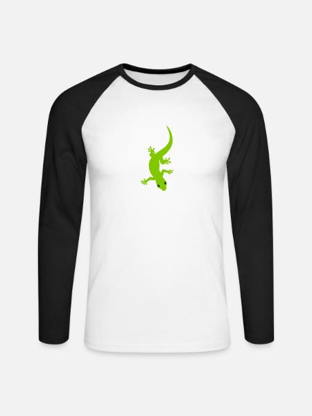 Gecko - Unisex Baseballshirt langarm - Weiß/Schwarz