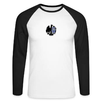 Adler & Bembel - Unisex Baseballshirt langarm - Weiß/Schwarz - Vorne - Nik (191cm)