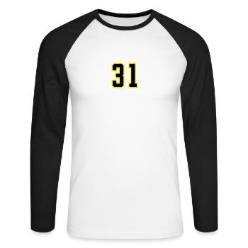 31 Zahl Trikot - Unisex Baseballshirt langarm - Weiß/Schwarz - Vorne - Nik (191cm)