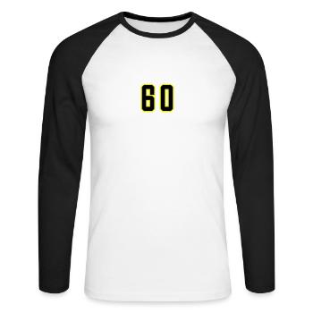 60 Zahl Trikot - Unisex Baseballshirt langarm - Weiß/Schwarz - Vorne - Nik (191cm)
