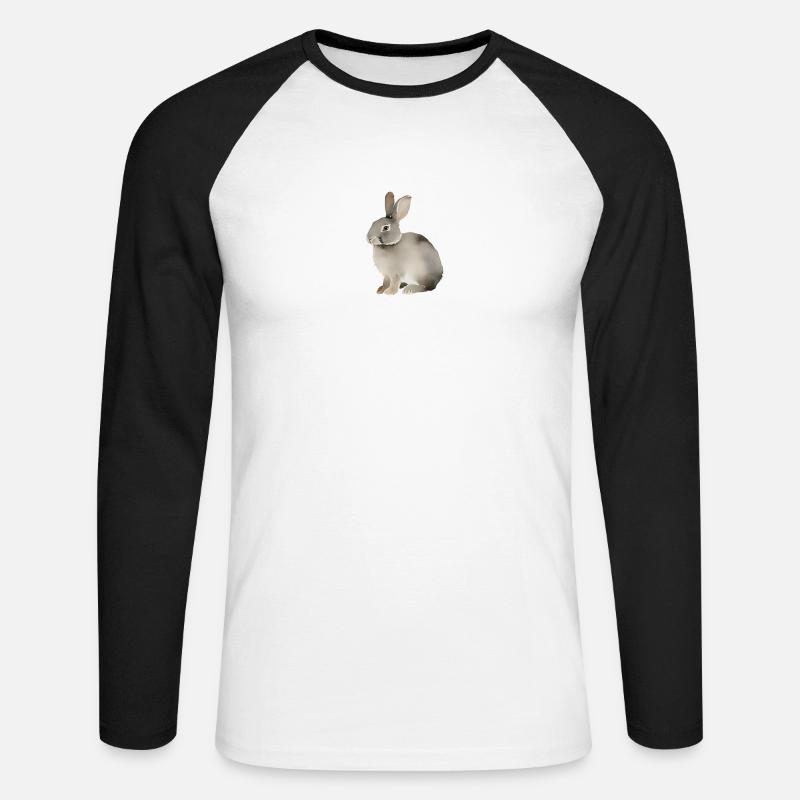 Hase mit einfarbigem Hintergrund - Unisex Baseballshirt langarm - Weiß/Schwarz