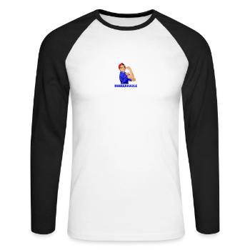 Unbreakable Strong Women Girl Power Feminism - Unisex Long Sleeve Baseball T-Shirt - white/black - Front - Nik (191cm)