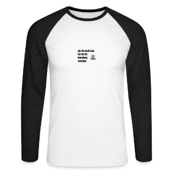 Ich bin nicht faul ich bin im Energiesparmodus - Unisex Baseballshirt langarm - Weiß/Schwarz - Vorne - Nik (191cm)