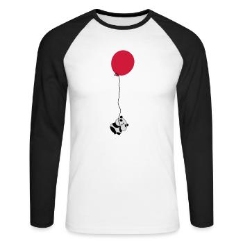 Panda Balloon - Unisex Baseballshirt langarm - Weiß/Schwarz - Vorne - Nik (191cm)