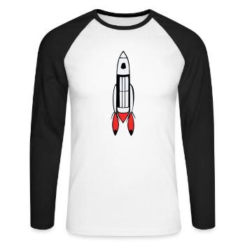 Vecteur de vol spatial spatial de fusée spatiale - T-shirt baseball manches longues Homme - blanc/noir - Devant - Nik (191cm)