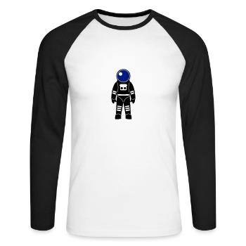 Astronaut - Unisex Baseballshirt langarm - Weiß/Schwarz - Vorne - Nik (191cm)