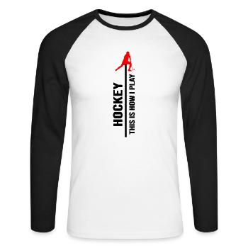 hockey sur gazon de hockey sur gazon de hockey sur glace - T-shirt baseball manches longues Homme - blanc/noir - Devant - Nik (191cm)