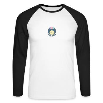 Süßer Kawaii Mond mit Luftballons - Unisex Baseballshirt langarm - Weiß/Schwarz - Vorne - Nik (191cm)