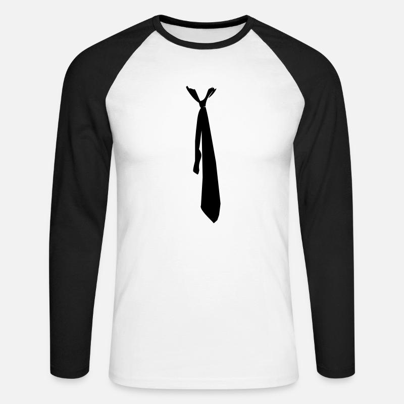 Schlips - Krawatte - Unisex Baseballshirt langarm - Weiß/Schwarz