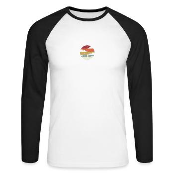Course Course Jogger Fitness Cadeau Chemise Sport - T-shirt baseball manches longues Homme - blanc/noir - Devant - Nik (191cm)