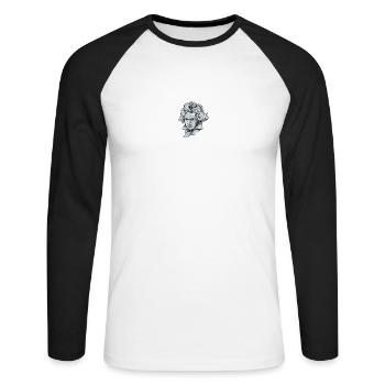 Buste de visage de Beethoven avec le compositeur de Beethoven - T-shirt baseball manches longues Homme - blanc/noir - Devant - Nik (191cm)