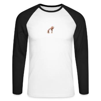 Mère et bébé animaux aquarelle girafe maman - T-shirt baseball manches longues Homme - blanc/noir - Devant - Nik (191cm)