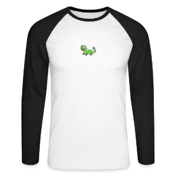 Cartoon Lizard Illustration - Unisex Baseballshirt langarm - Weiß/Schwarz - Vorne - Nik (191cm)