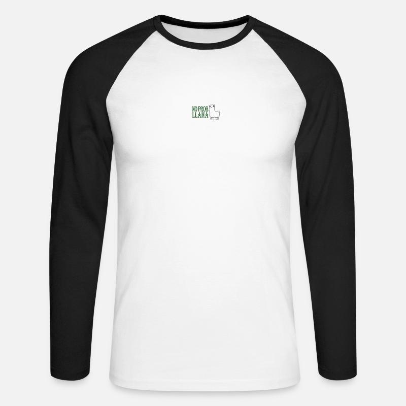 Kein Prob Lama Spanisches Lama - Unisex Baseballshirt langarm - Weiß/Schwarz