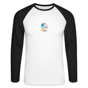 RBG Not Fragile Like A Flower Fragile Like A Bomb - Unisex Long Sleeve Baseball T-Shirt - white/black - Front - Nik (191cm)