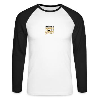 Grand-père - grand-père - T-shirt baseball manches longues Homme - blanc/noir - Devant - Nik (191cm)