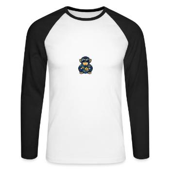 Affe Comic Cool Sommer - Unisex Baseballshirt langarm - Weiß/Schwarz - Vorne - Nik (191cm)