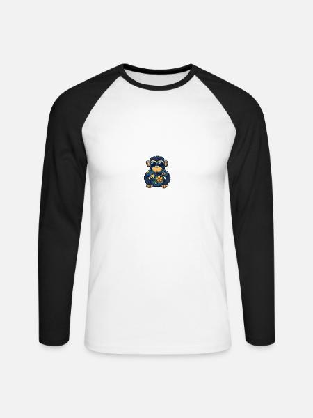 Affe Comic Cool Sommer - Unisex Baseballshirt langarm - Weiß/Schwarz