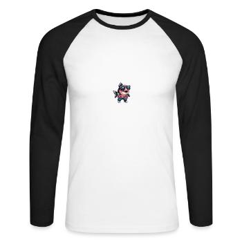 Piranha Fisch Sommer - Unisex Baseballshirt langarm - Weiß/Schwarz - Vorne - Nik (191cm)