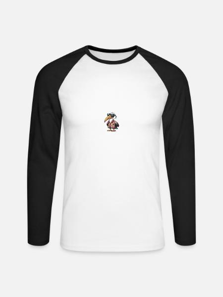 Pelican Bird Cool Summer - Unisex Long Sleeve Baseball T-Shirt - white/black