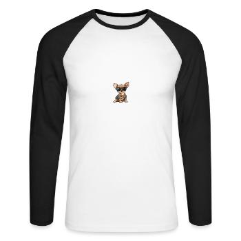 Chihuahua Hund Cool Sommer - Unisex Baseballshirt langarm - Weiß/Schwarz - Vorne - Nik (191cm)