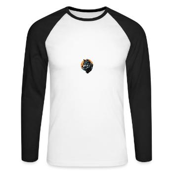 Wolf Mond - Unisex Baseballshirt langarm - Weiß/Schwarz - Vorne - Nik (191cm)