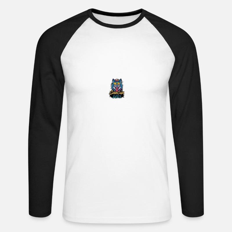 Cancun 2025 Party Wolf - Unisex Baseballshirt langarm - Weiß/Schwarz