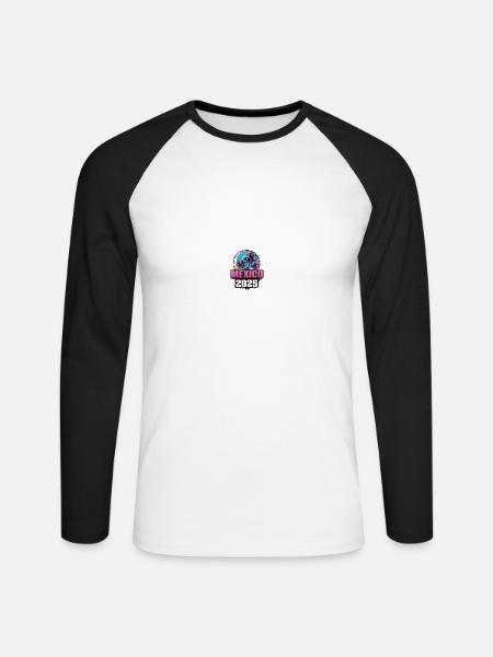 Mexico 2025 Palm Trees - Unisex Long Sleeve Baseball T-Shirt - white/black