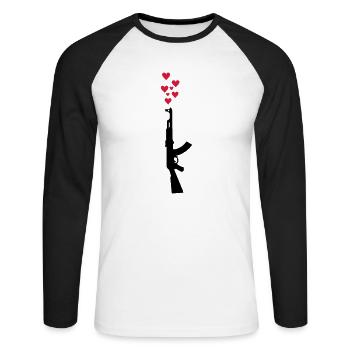 AK47 anti-war theme arms and hearts - Unisex Long Sleeve Baseball T-Shirt - white/black - Front - Nik (191cm)