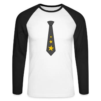 Cravate avec des étoiles - T-shirt baseball manches longues Homme - blanc/noir - Devant - Nik (191cm)