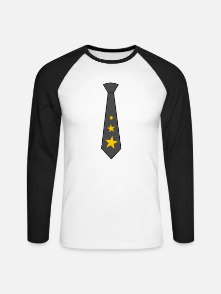 Krawatte mit Sternen - Unisex Baseballshirt langarm - Weiß/Schwarz