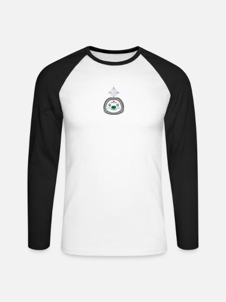 Faultier-Look - Unisex Baseballshirt langarm - Weiß/Schwarz
