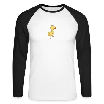 Entchen mit roten Bäkchen - Unisex Baseballshirt langarm - Weiß/Schwarz - Vorne - Nik (191cm)