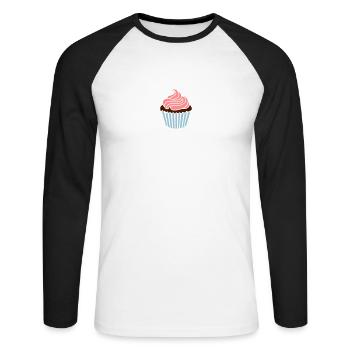Cupcake - Unisex Baseballshirt langarm - Weiß/Schwarz - Vorne - Nik (191cm)