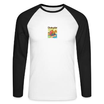 Cthulhupillar visits New Innsmouth - Unisex Long Sleeve Baseball T-Shirt - white/black - Front - Nik (191cm)